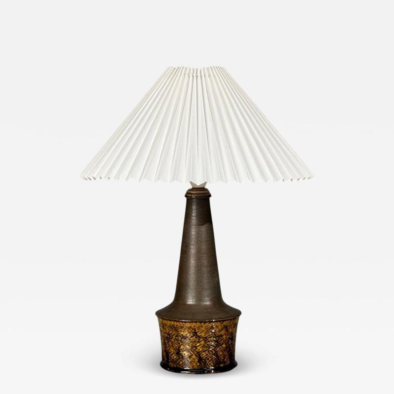 Nils Kahler Nils K hler Large Table Lamp Brown Glazed Stoneware Denmark 1960s