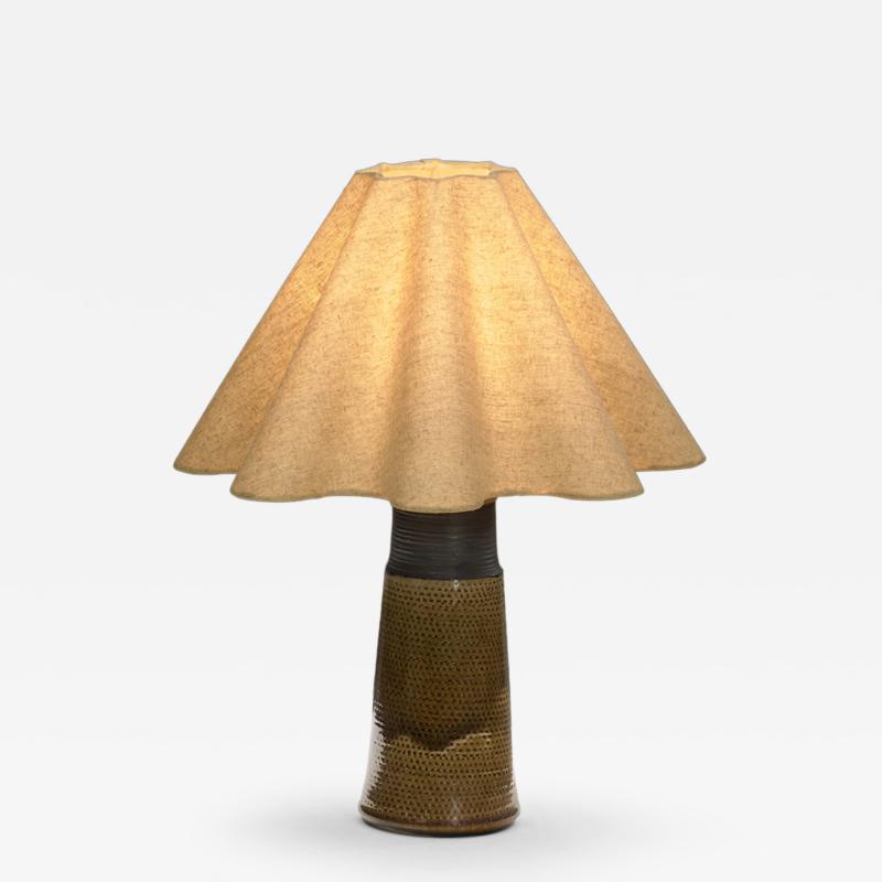 Nils Kahler Stoneware Table Lamp with Amber Glaze by Nils K hler Denmark ca 1950s