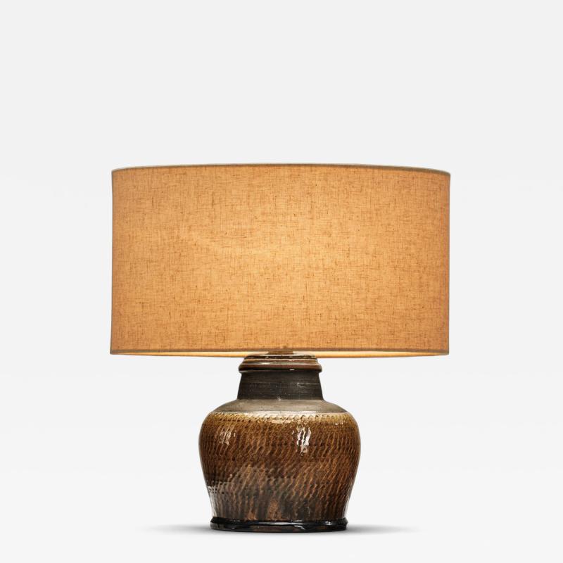 Nils Kahler Yellow Glazed Stoneware Table Lamp by Nils K hler Denmark ca 1950s