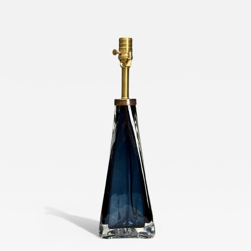 Nils Landberg Swedish Modern Blue Glass Table Lamp Sweden 1960s