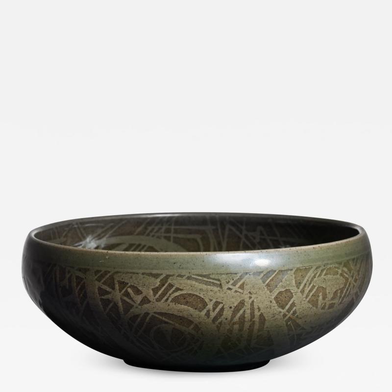 Nils Thorsson Nils Thorsson green ceramic bowl for Royal Copenhagen 1950s