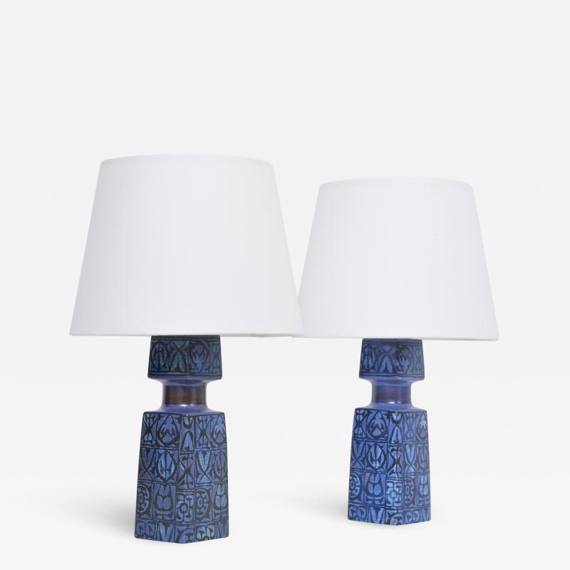 Nils Thorsson Pair of blue Danish Mid Century Table Lamps by Nils Thorsson for Fog Morup