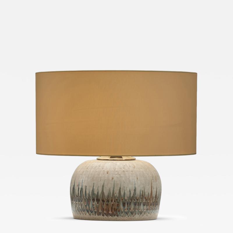 Nis Stougaard Stoneware Rounded Table Lamp by Nis Stougaard Attr Denmark ca 1950s