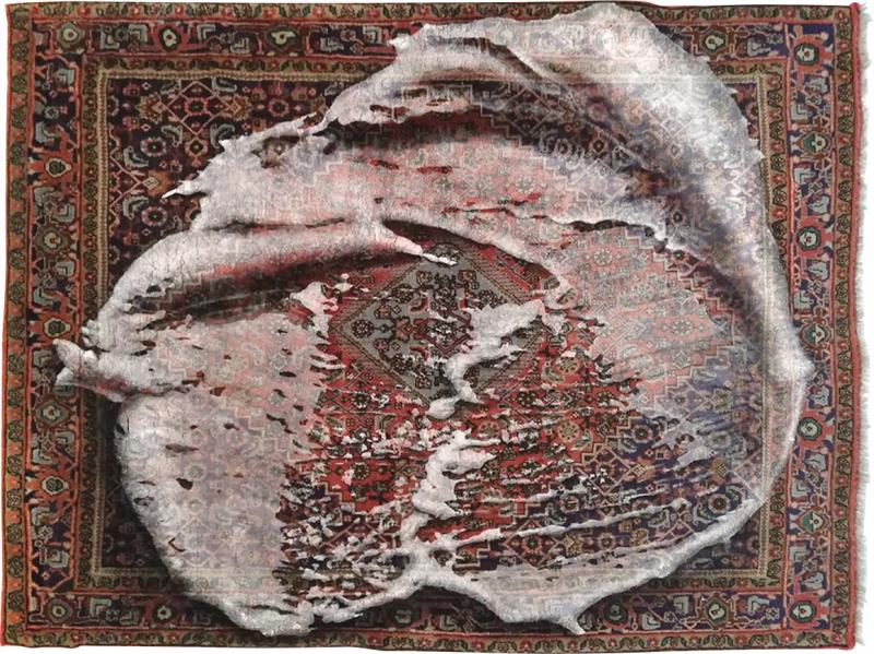 No mi Kiss FOAM ON RUG wallpiece tapestry artwork