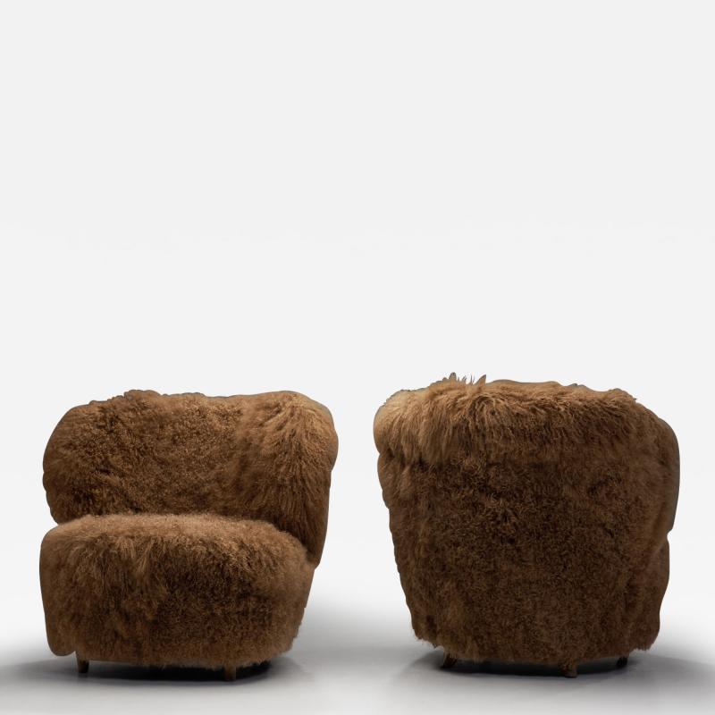 Nordic Modern Lounge Chairs in Longhair Sheepskin Finland ca 1950s