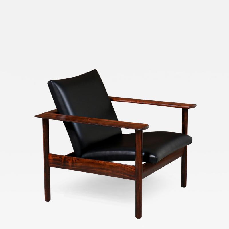 Nordic Modern Sculpted Rosewood Reclining Lounge Chair