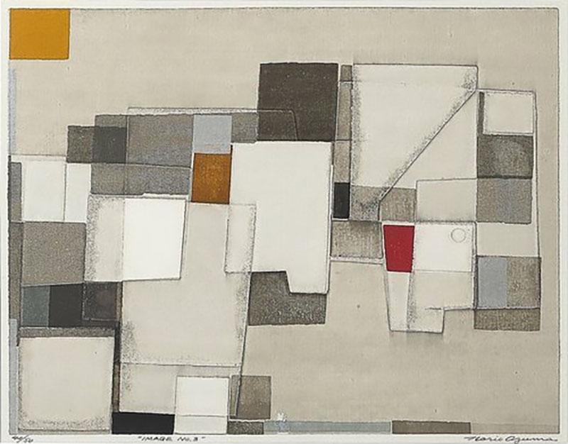 Norio Azuma Mid Century Modernist Abstract Geometric Screenprint Edition 40 50 Image No 3