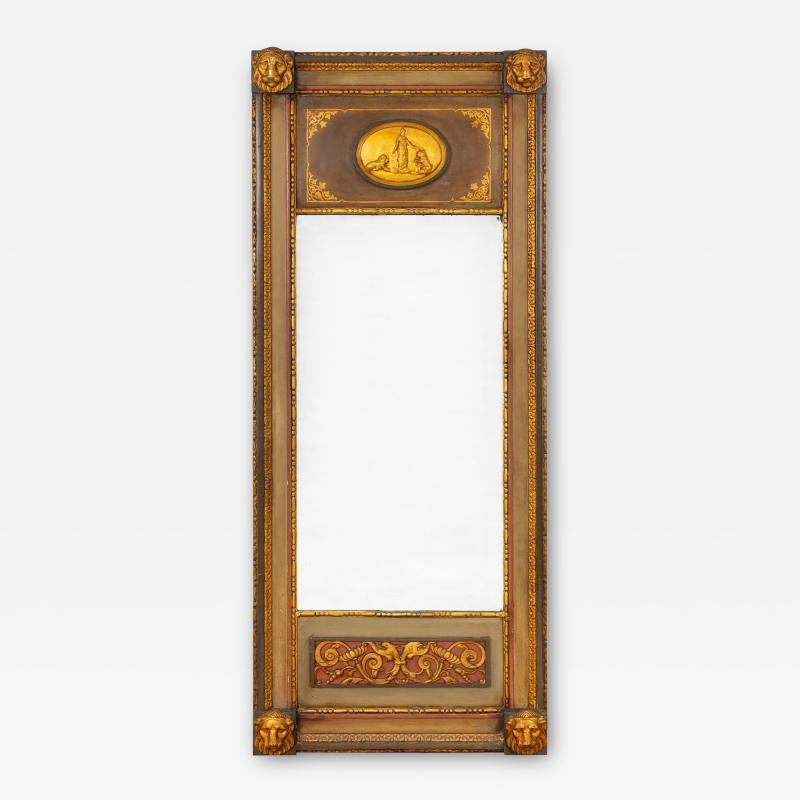 Northern European Neoclassical Painted Antique Pier Mirror 19th Century