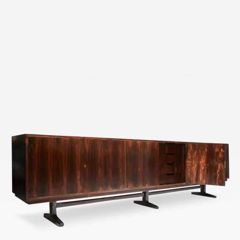 Novo Rumo Mid Century Modern Credenza in Hardwood Brass by Novo Rumo 1960 Brazil