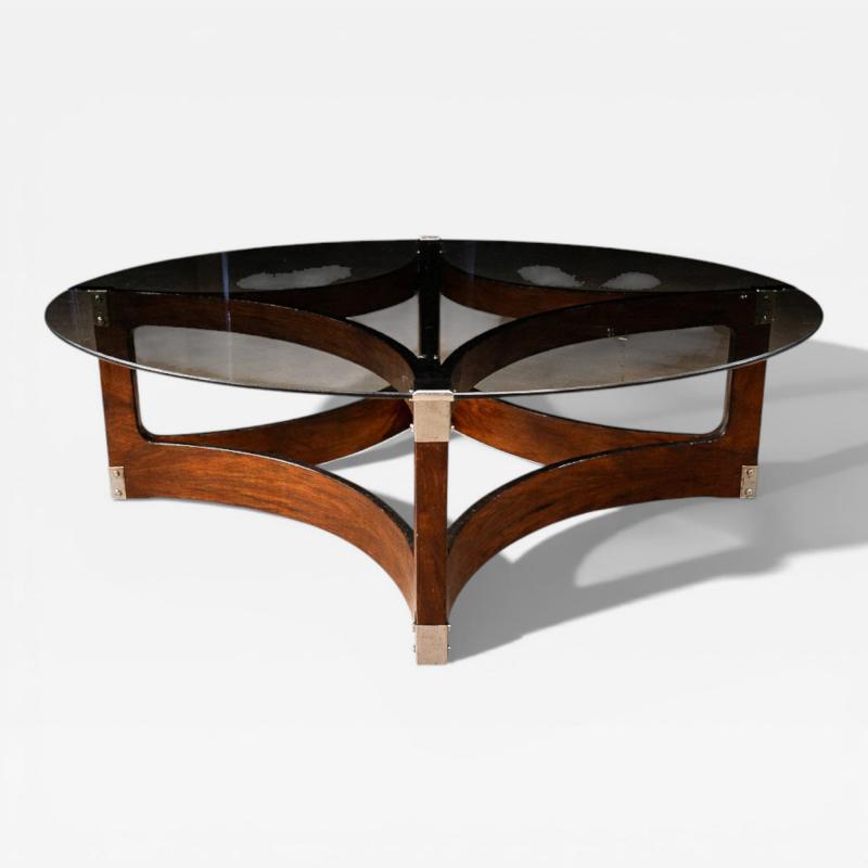 Novo Rumo Round Coffee Table in Bent Rosewood Glass by Novo Rumo 1960s Lot 341