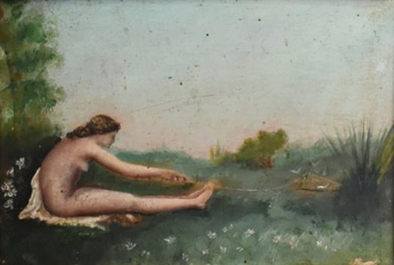 Nude bather symbolist painting 1900s 