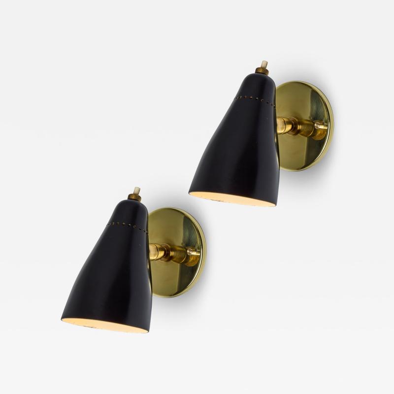 O Luce Pair of 1950s Giuseppe Ostuni Model 101 Black Articulating Sconces for O Luce