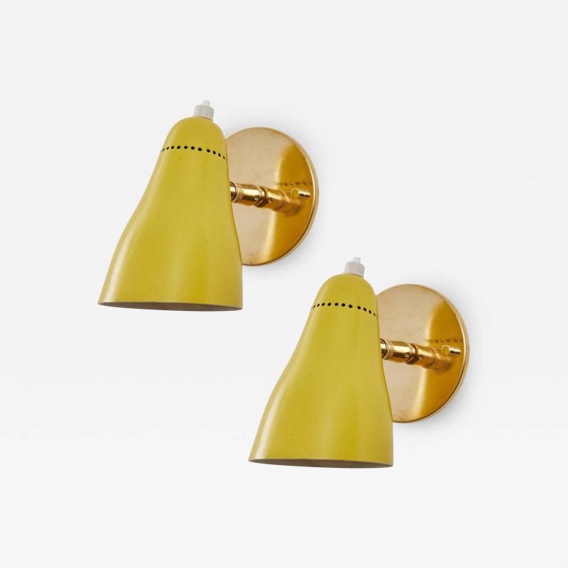 O Luce Pair of 1960s Giuseppe Ostuni Model 101 Yellow Articulating Sconces for O Luce