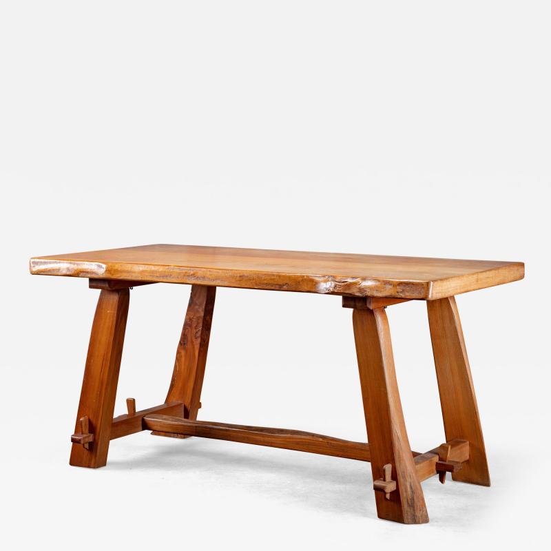 OAK PLANK TOP TABLE WITH FREE EDGE TOP