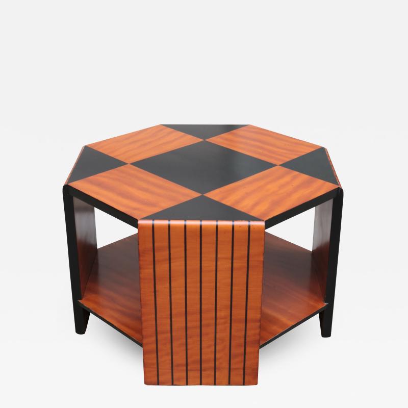 OCTAGONAL ART DECO TWO TIER SIDE TABLE