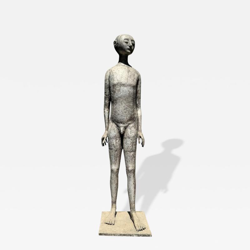 OLBRAM ZOUBEK MODERNIST LIFESIZE NUDE SPACE MAN LIKE METAL SCULPTURE BY OLBRAM ZOUBEK