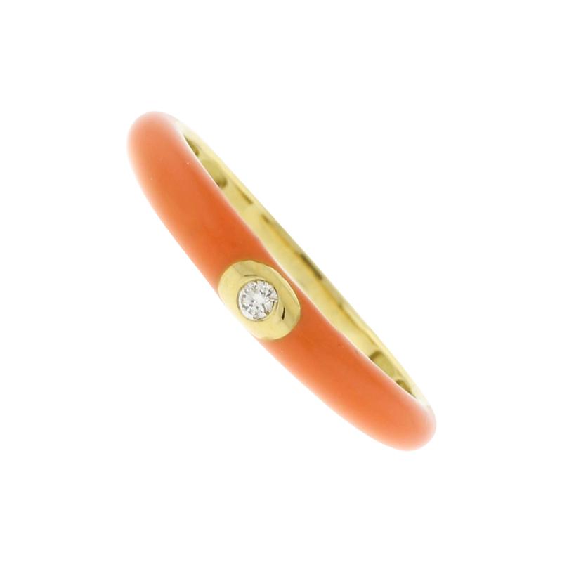 ORANGE ITALIAN ENAMEL SMALL DOME RING