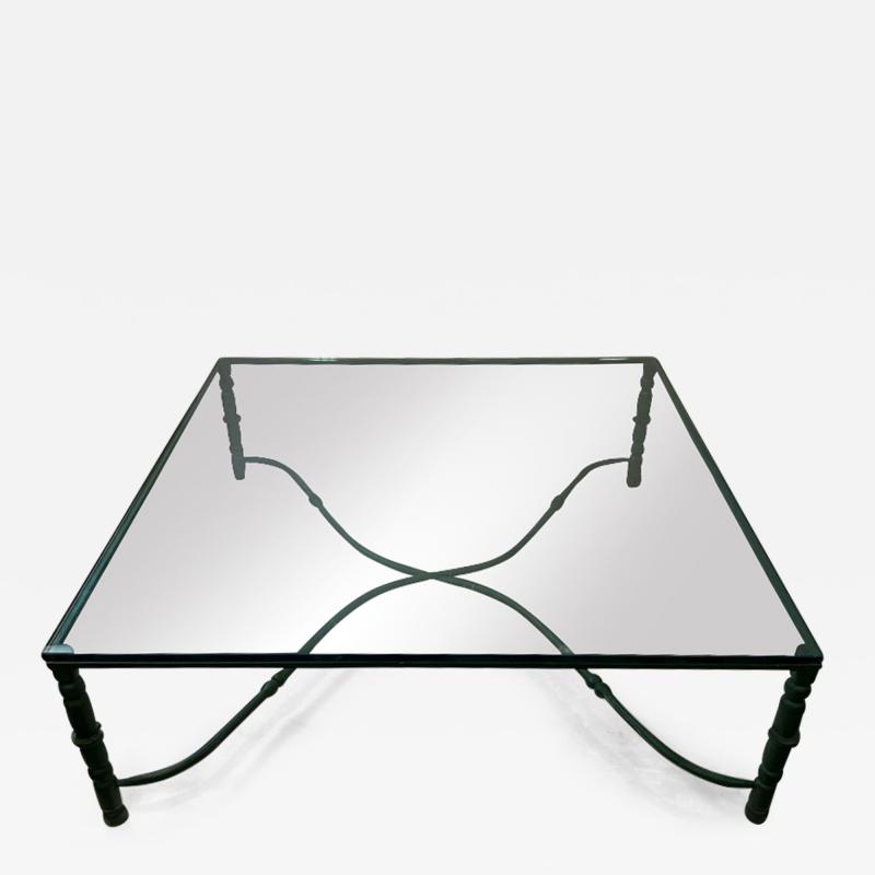ORGANIC BRUTALIST VERDIGRIS METAL AND GLASS COFFEE TABLE