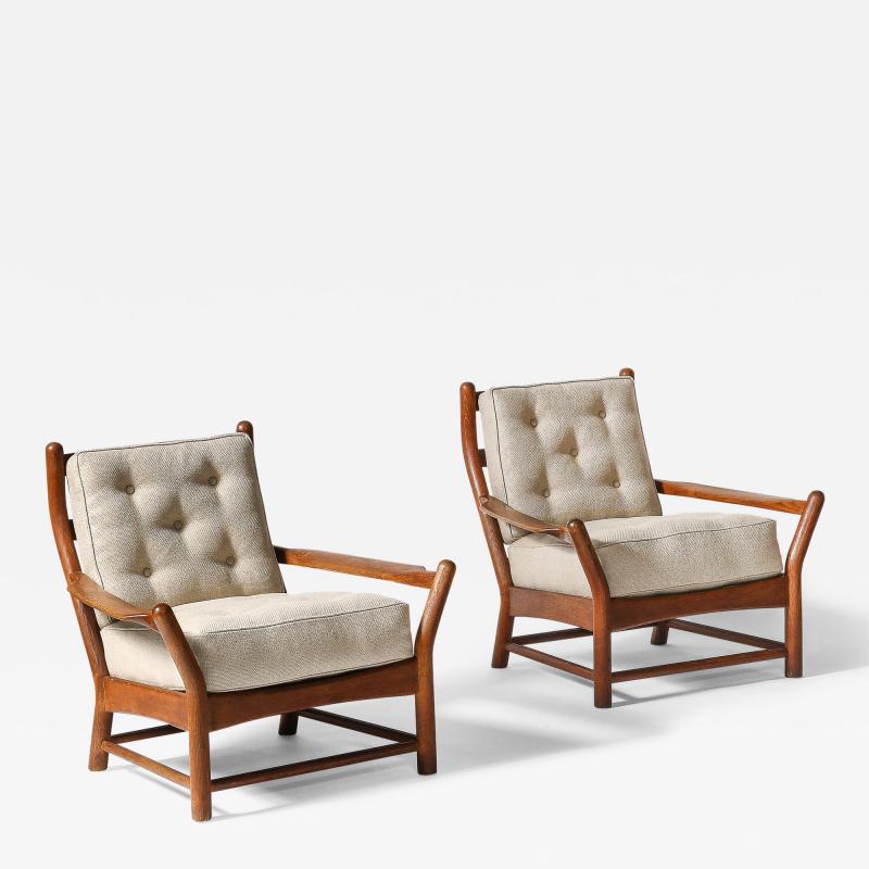 Oak Armchairs France c 1950