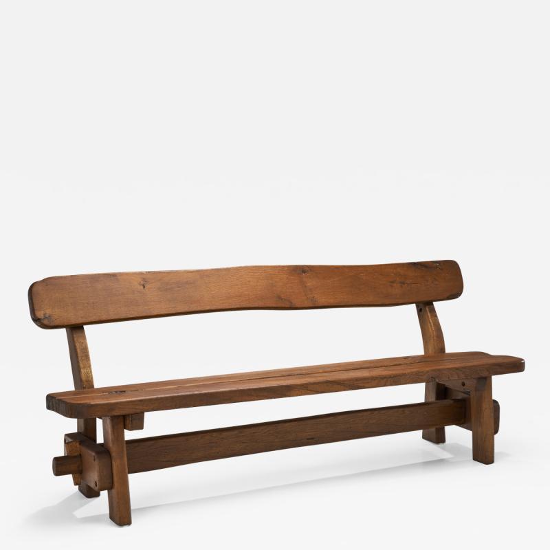 Oak Bench with Mortise and Tenon Joinery Europe ca 1950s