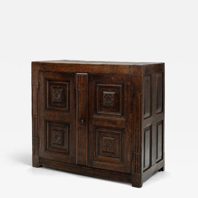 Oak Cabinet with Carved Medallions on Doors Europe ca 17th Century