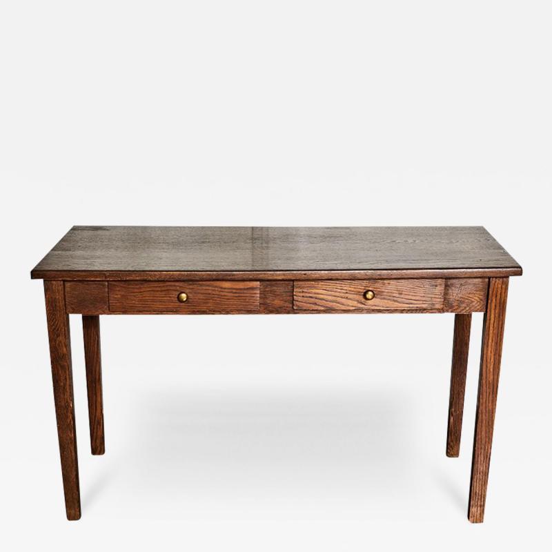 Oak Console Table Desk with Two Drawers