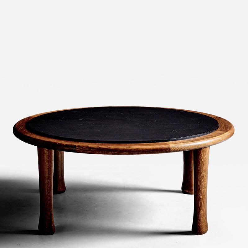 Oak Table with Slate Top and tapered Legs