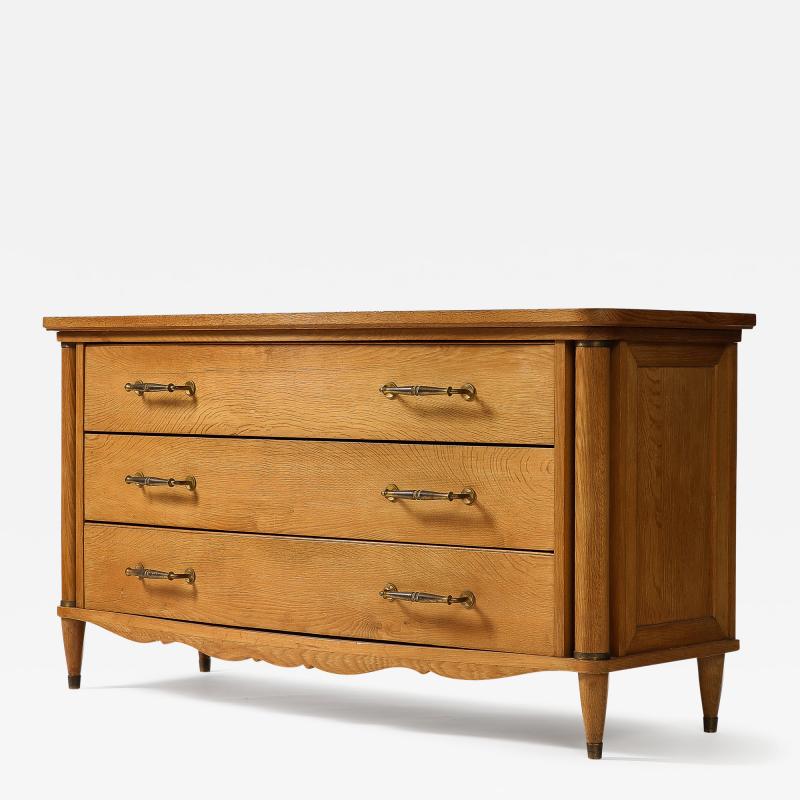 Oak and Patinated Unlacquered Brass Monumental Chest of Drawers Italy 19th C 