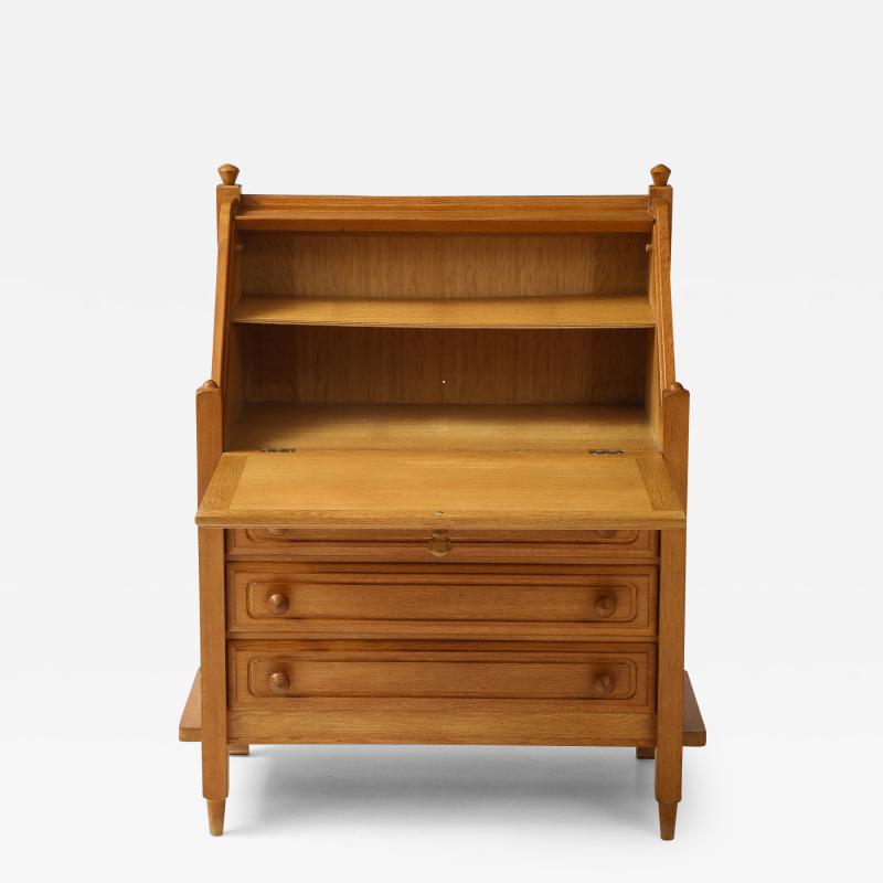 Oak secretary desk by Guillerme and Chambron C 1965
