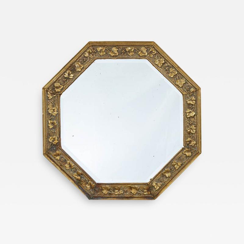 Octagonal Arts Crafts Brass Mirror