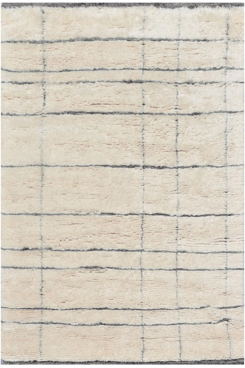 Off White and Gray Moroccan Style Geometric Rug