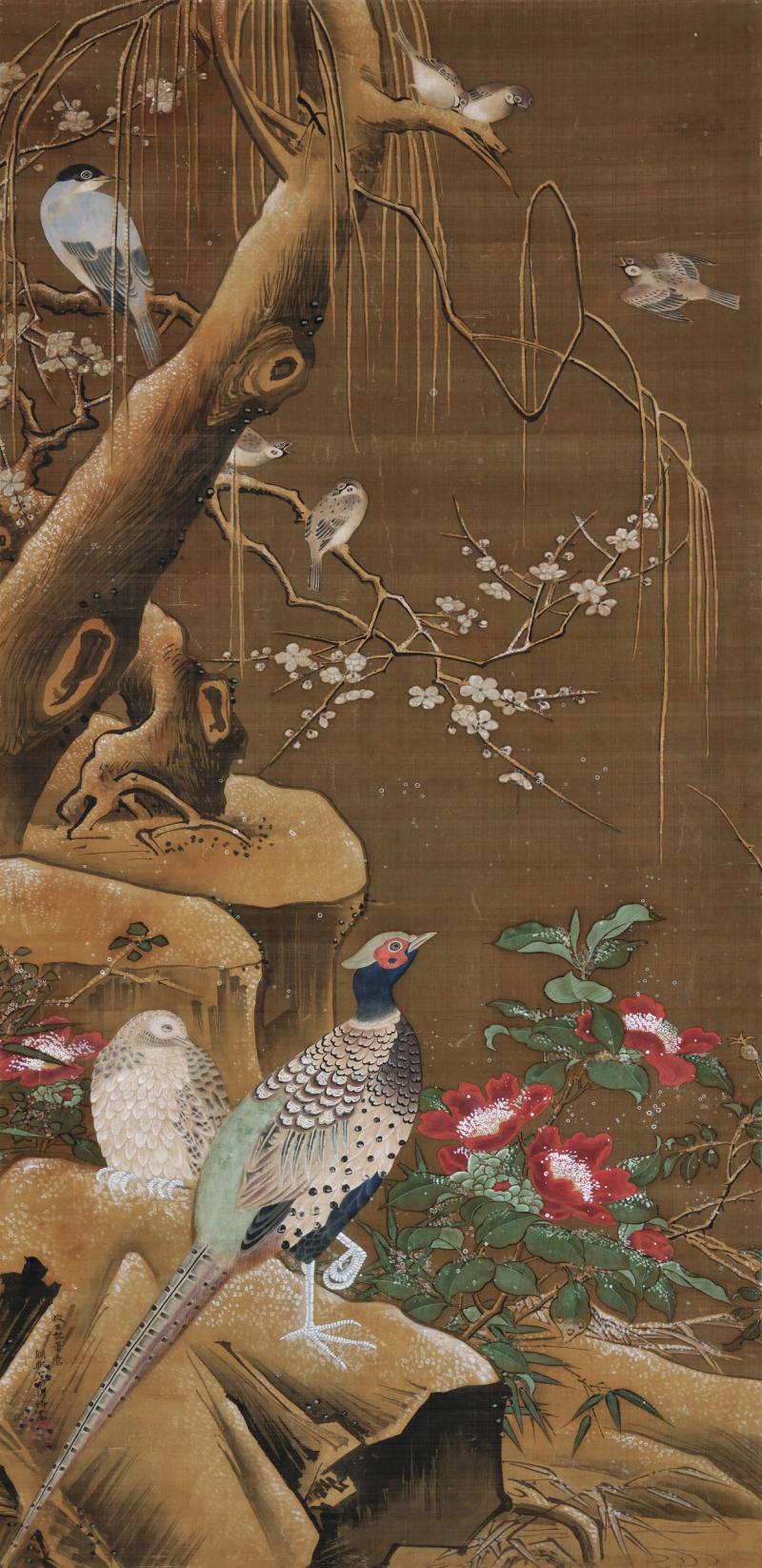 Ogata Tomin Ogata Tomin 1839 1895 Birds in a Spring Landscape Japanese painting