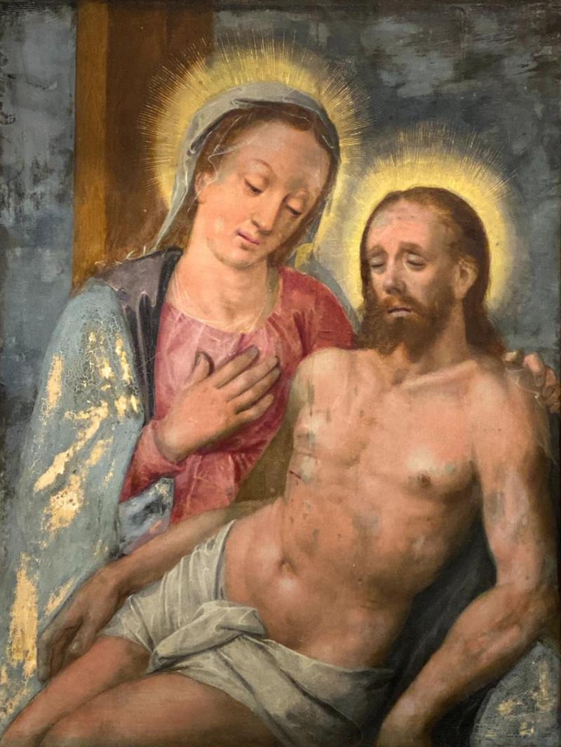 Oil on Board of Mary Magdalene and Jesus