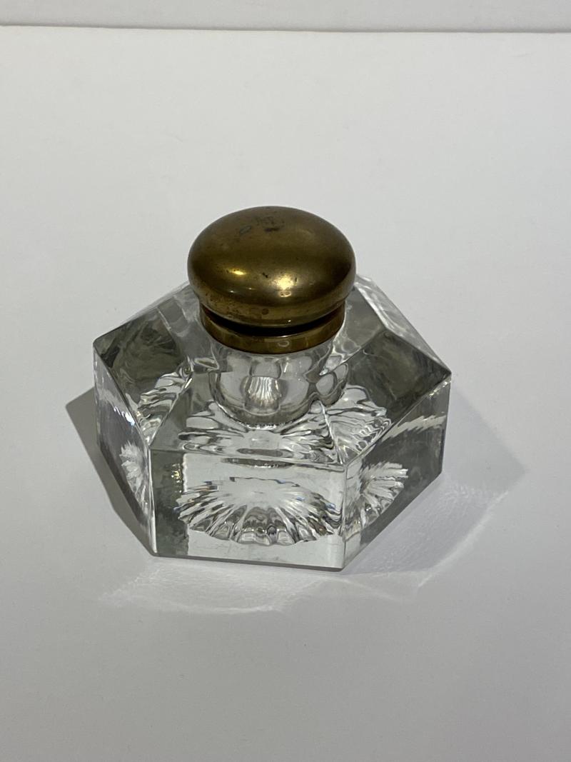 Old Crystal Hexagonal Inkwell