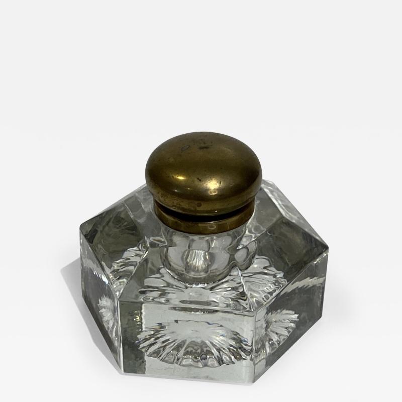 Old Crystal Hexagonal Inkwell