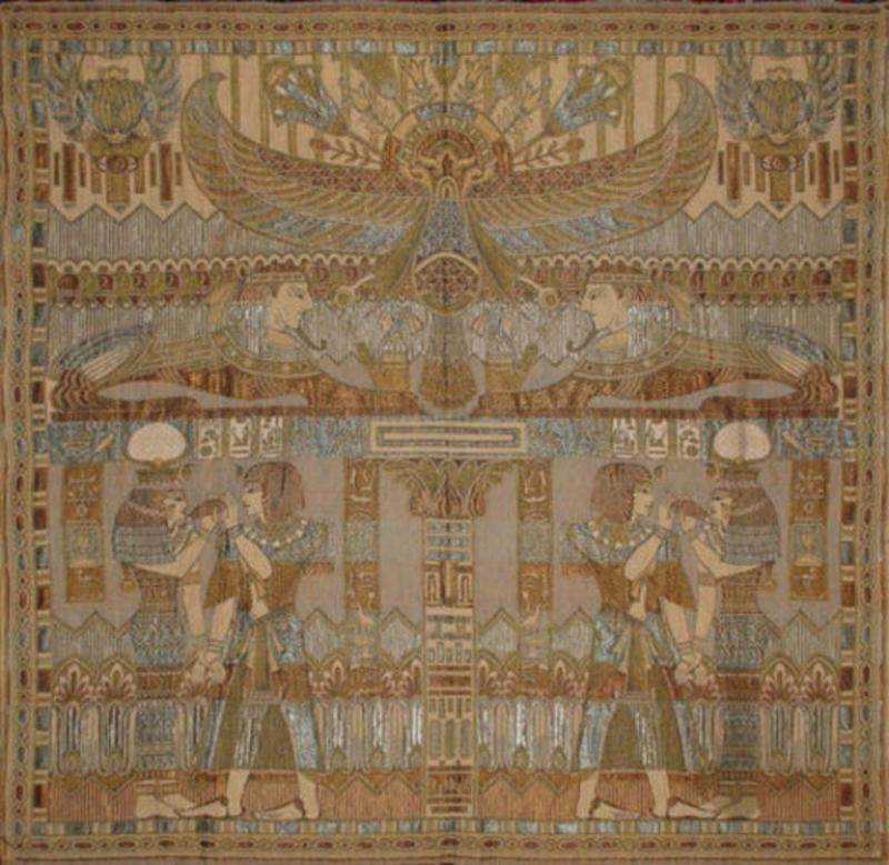 Old Egyptian Silk Panel Tapestry Circa 1890s