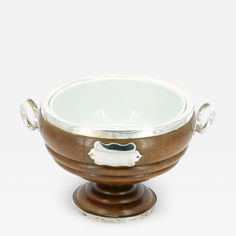 Old English Oak Exterior Holding Base Porcelain Interior Tableware Bowl