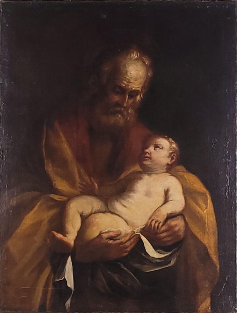 Old Master Italian Painting of Joseph and Jesus circa 1700