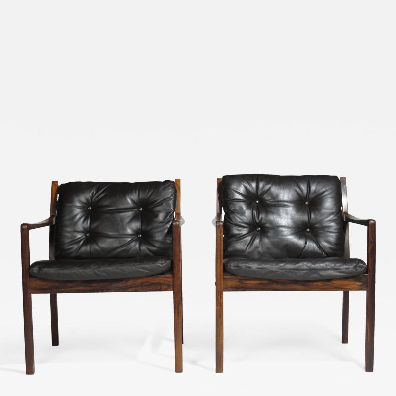 Ole Wanscher Ole Wanscher Rosewood Lounge Chairs in Original Leather