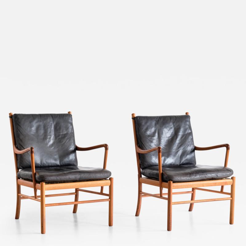 Ole Wanscher Pair of Ole Wanscher Colonial Armchairs in Walnut P Jeppesen Denmark 1950s