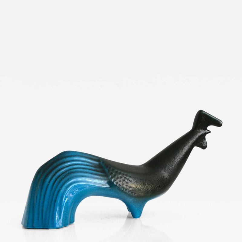 Olle Alberius OLLE ALBERIUS Scandinavian Modern BLUE BLACK GLAZED BIRD FIGURE UPPSALA EKEBY