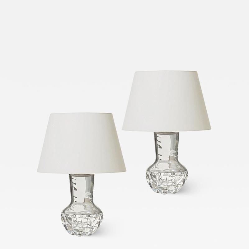 Olle Alberius Pair of Lobed Crystal Table Lamps by Olle Alberius for Orrefors