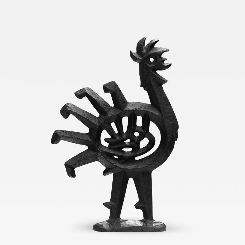 Olle Hermansson Olle Hermansson Husqvarna Cast Iron Rooster Sculpture Sweden 1960s