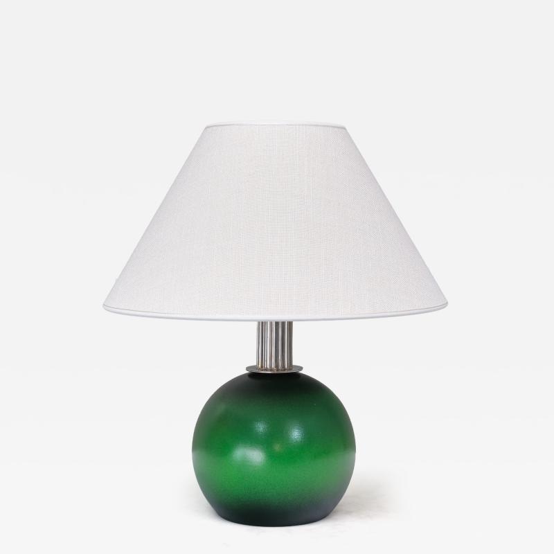 Olof Heijke Table Lamp by Olof Heijke Green Lacquered Wood and Nickel Sweden circa 1930s
