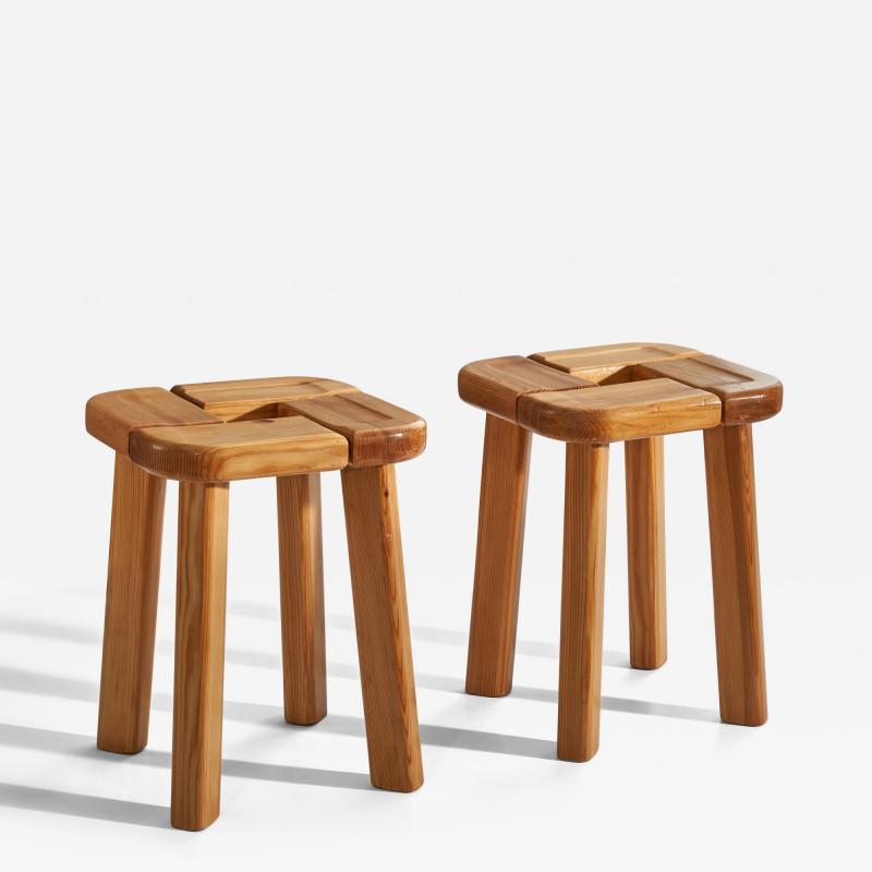 Olof Ottelin Attribution Stools in Solid Pine Finland 1960s