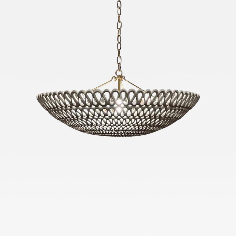 Oly Studio Oly Studio Pipa Modern Frost White Ribbon Bowl Chandelier 3 in Stock