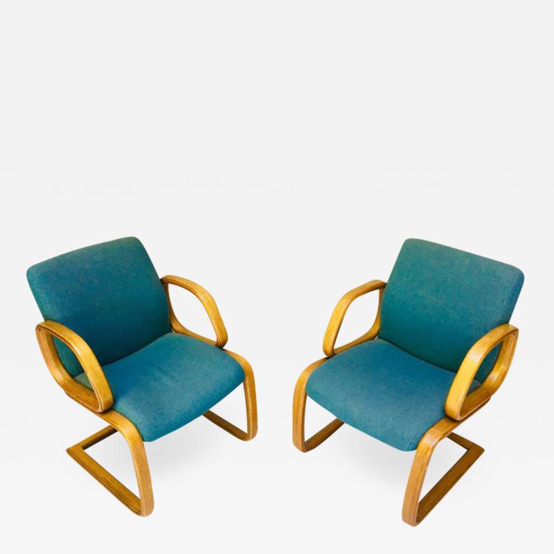 One Pair of 1980s Bent Wood Laminate Armchairs