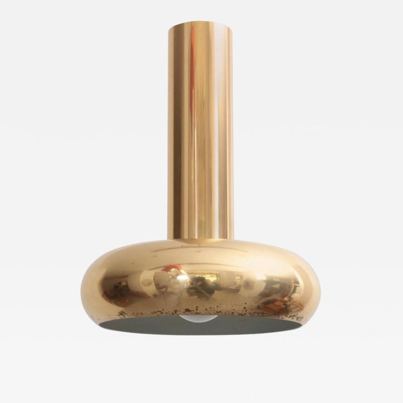 One of Five Danish Modern Brass Pendant Lamps with Authentic Patina