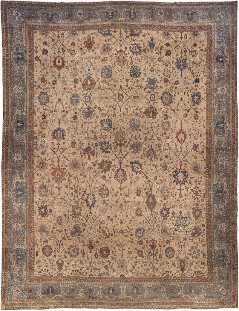 One of a Kind Extra Large Antique Persian Tabriz Handmade Rug