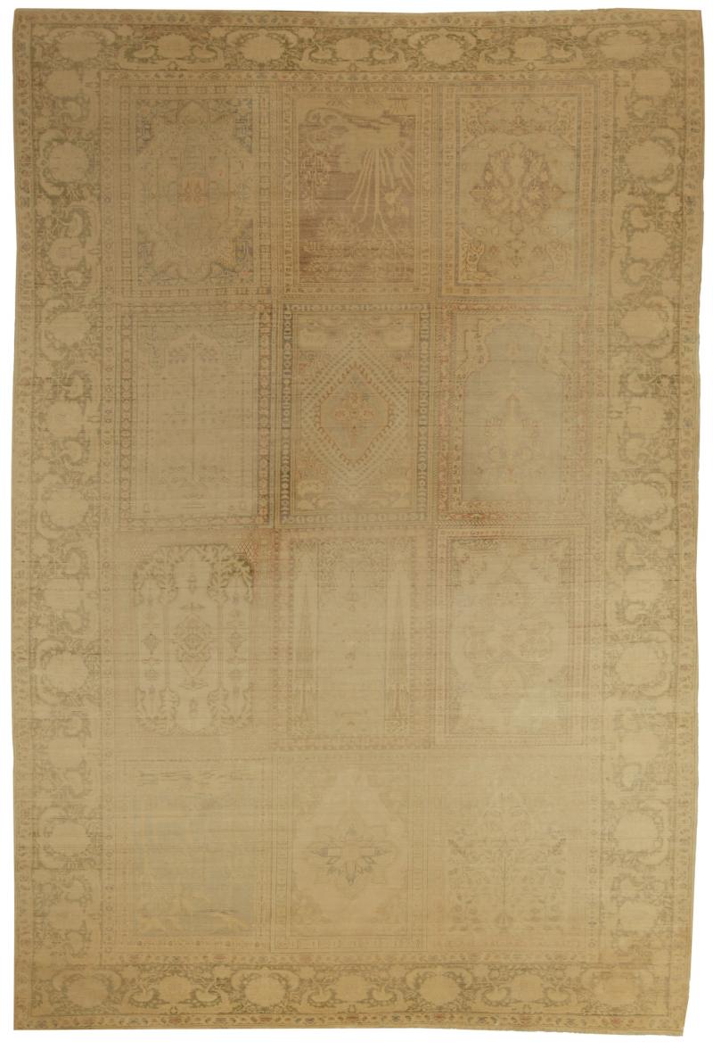 One of a kind Antique Turkish Brown Abstract Botanic Rug
